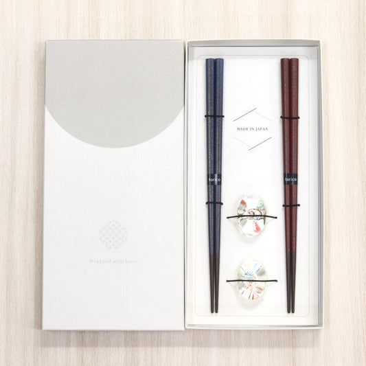 Flame Japanese Chopsticks Set with Glass Rests
