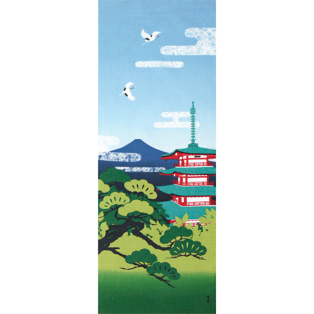 Japanese Tenugui Mt. Fuji & Chureito Pagoda