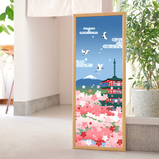 Japanese Tenugui Mt.Fuji & Chureito Pagoda - Sakura Version