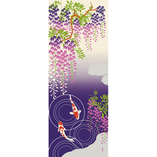 Japanese Tenugui Wisteria & Koi