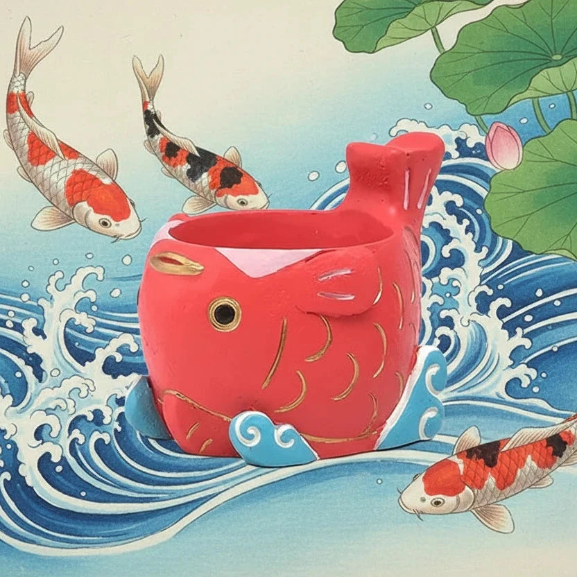 Koi Carp Japanese Decorative Vase