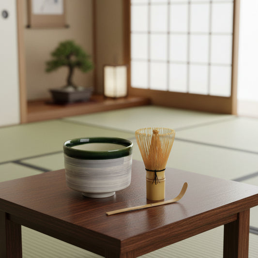 Matcha Bowl Set Oribe Nagashi – Made in Japan