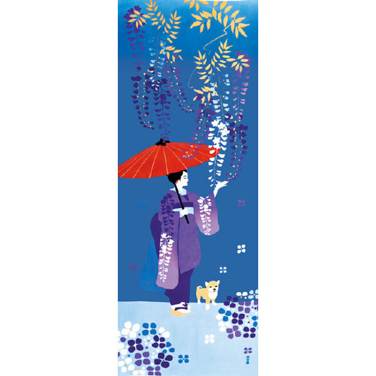Japanese Tenugui Maiko & Wisteria