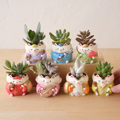 Japanese Neko Mini Decorative Vase (Shichifukujin)