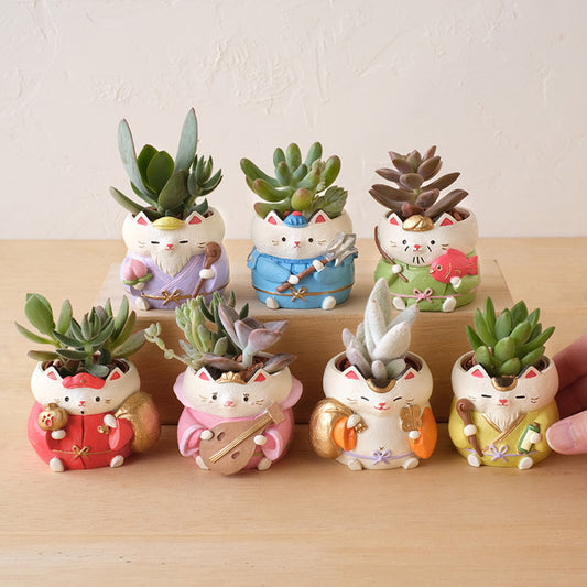 Japanese Neko Mini Decorative Vase (Shichifukujin)
