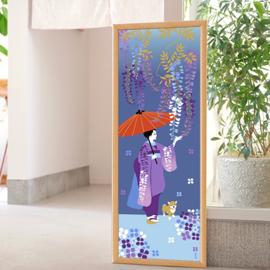 Japanese Tenugui Maiko & Wisteria