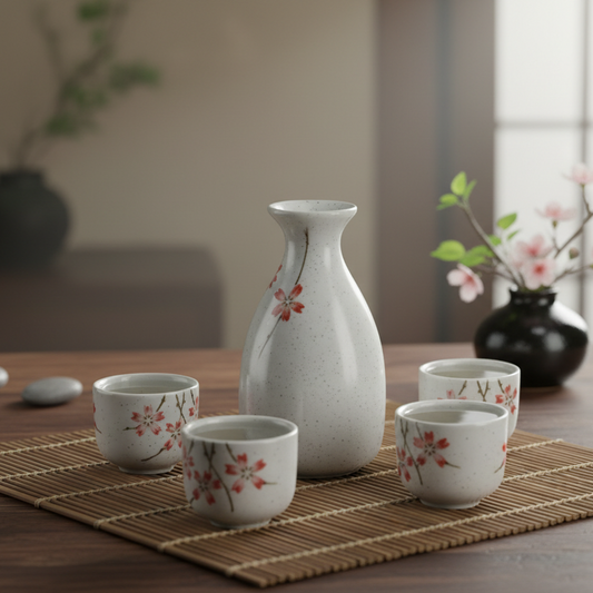 Ceramic Sake Set (Sakura)